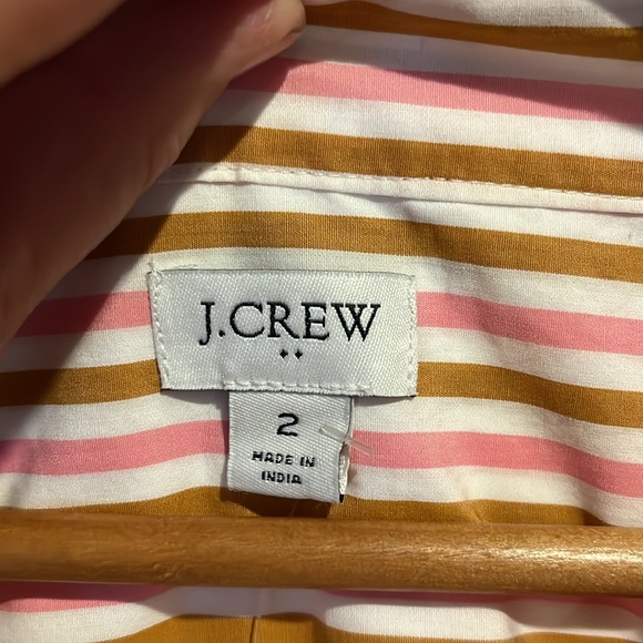 SALE! J Crew NWT Sz 2 Women's Funnel-Neck Drop Hem Striped Pink Brown White Top - Picture 3 of 17
